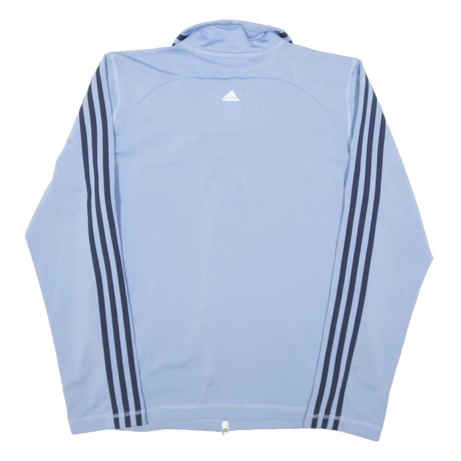 ADIDAS Womens Blue Jacket M Polyester Blend Zip Plain Sports Activewear