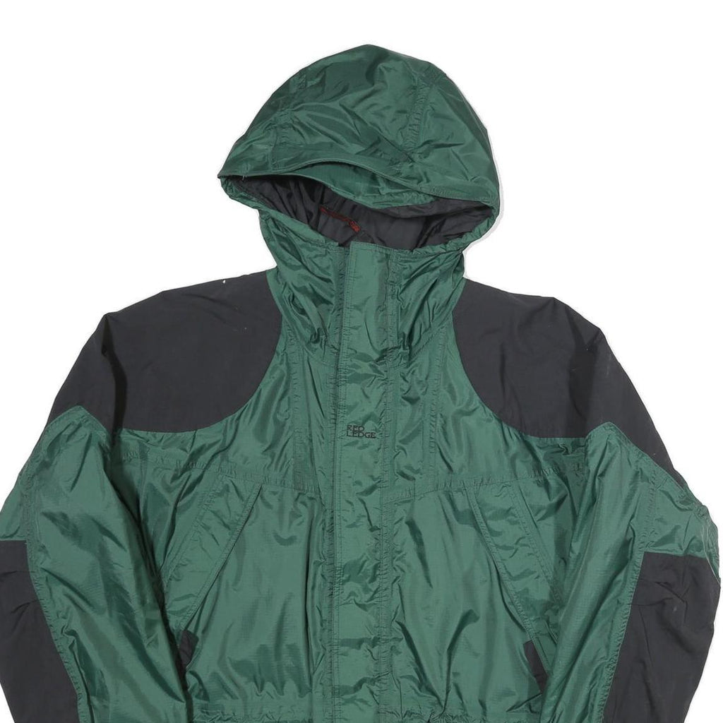 RED RIDGE Mens Green & Black Outdoor Nylon Zip Jacket L Water Resistant Hooded