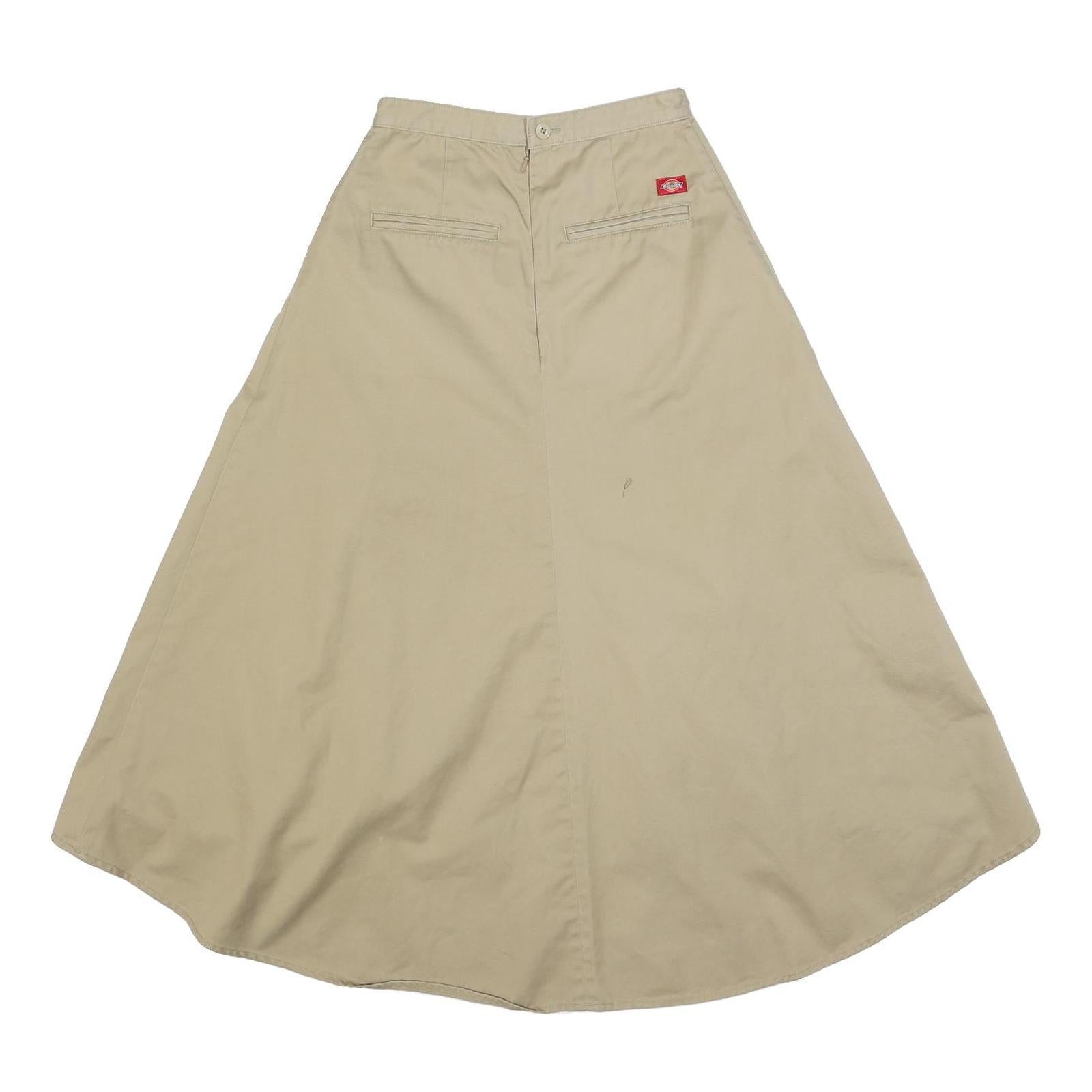 DICKIES Womens Beige Cotton Blend A-Line Midi Skirt XS Practical Comfortable