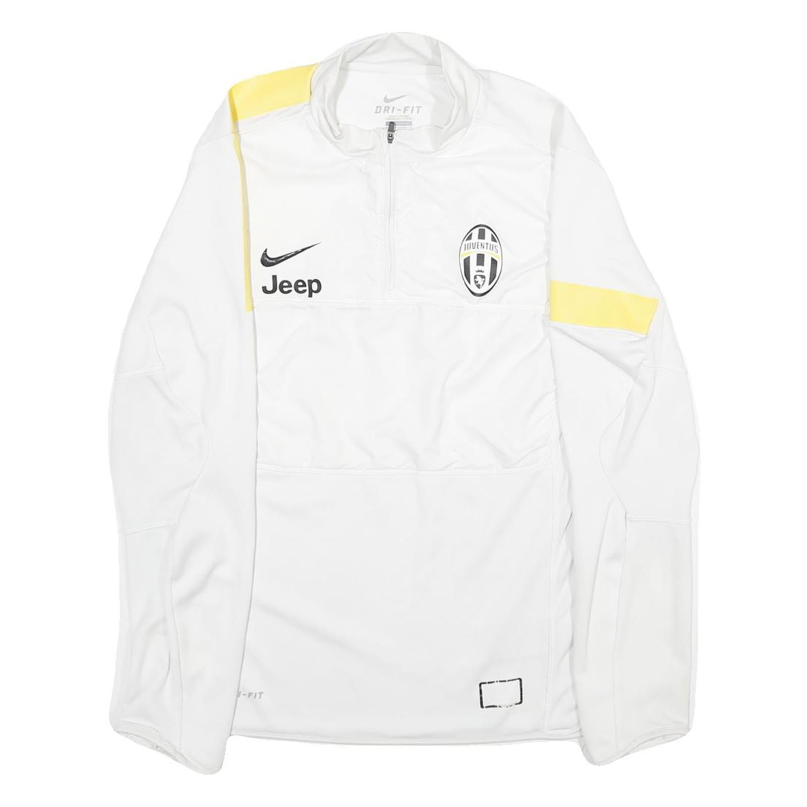 NIKE Mens White & Yellow Juventus 1/4 Zip Sweatshirt M Football Training Top