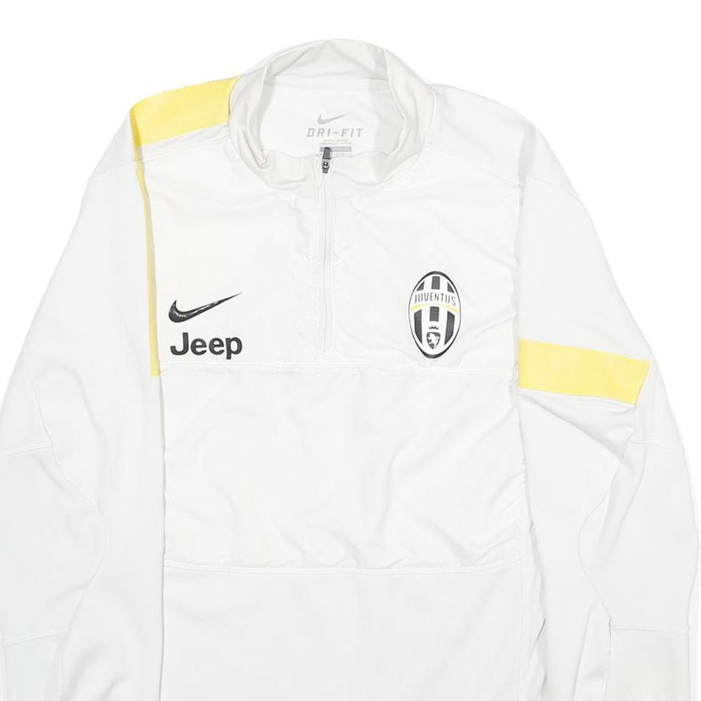 NIKE Mens White & Yellow Juventus 1/4 Zip Sweatshirt M Football Training Top