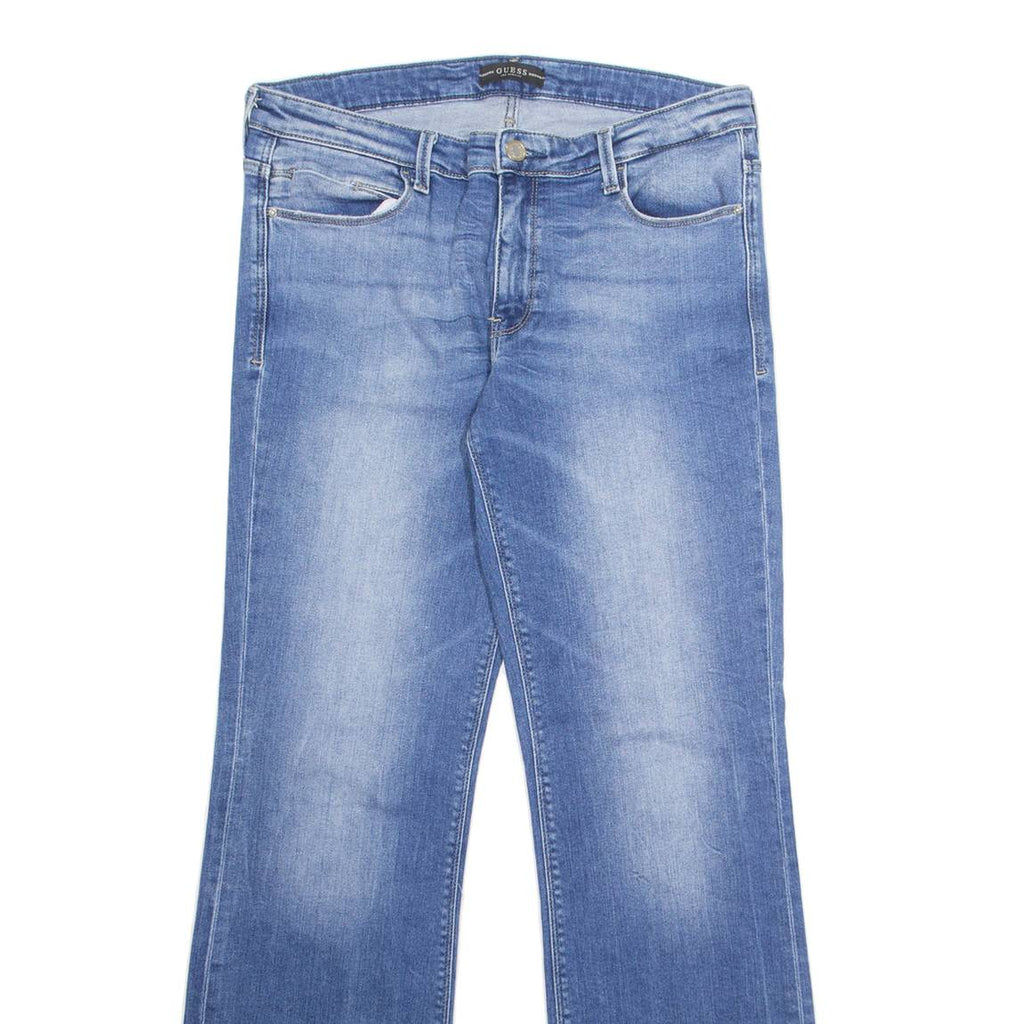 GUESS Womens Jeans Blue Regular Wide-Leg Stone Wash W32 L33