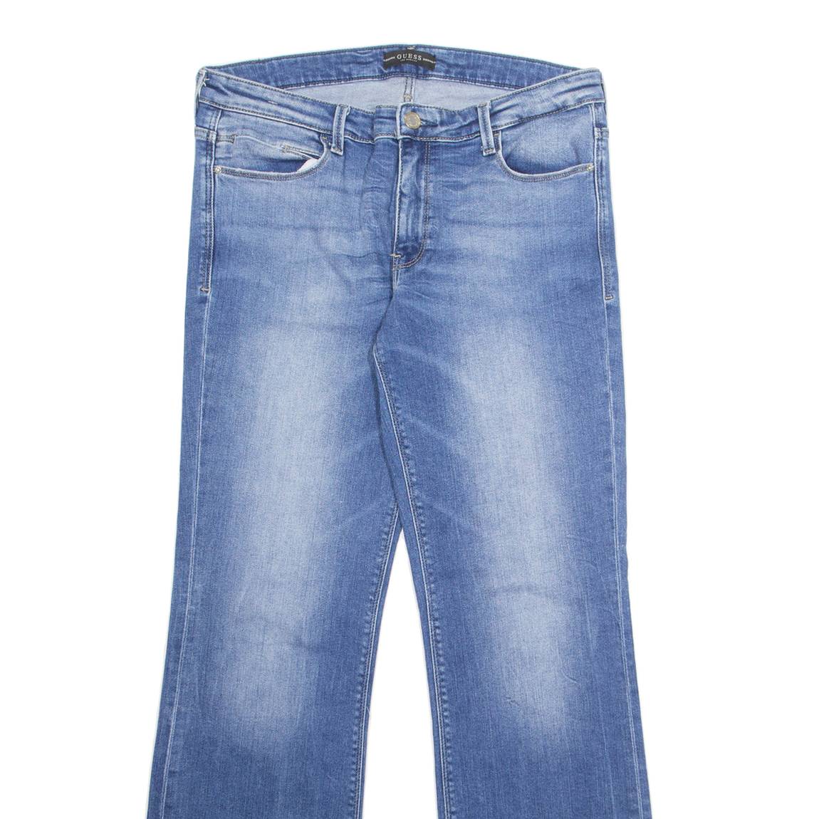 GUESS Womens Jeans Blue Regular Wide-Leg Stone Wash W32 L33