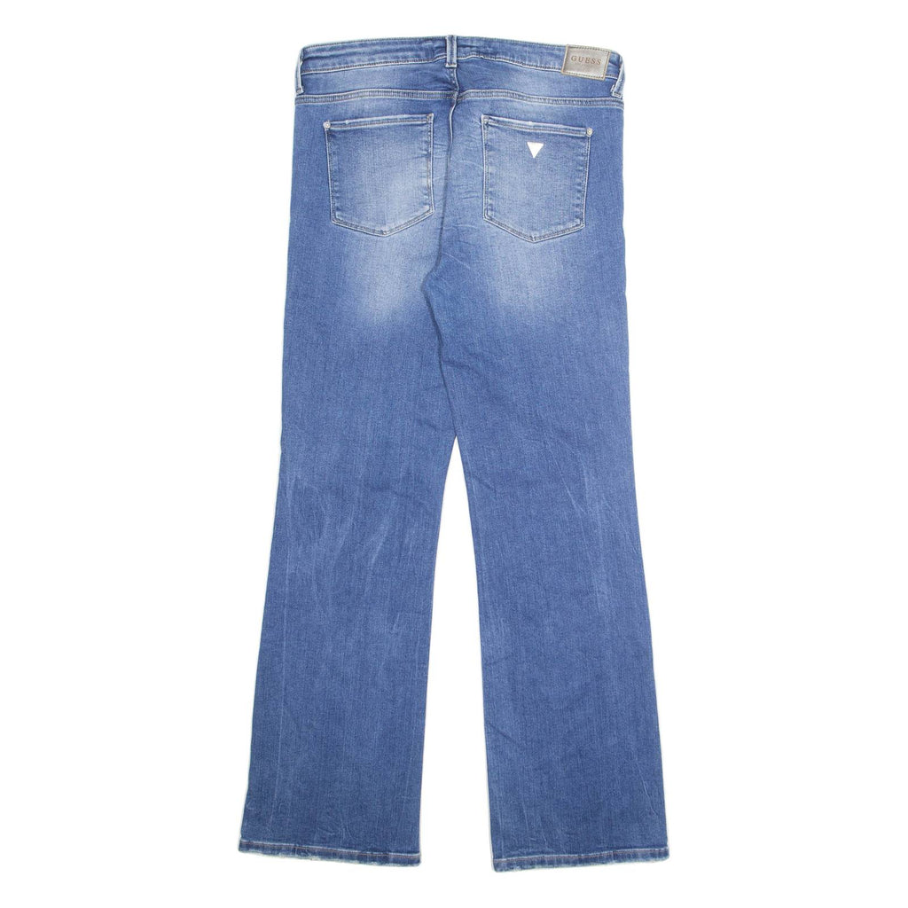GUESS Womens Jeans Blue Regular Wide-Leg Stone Wash W32 L33
