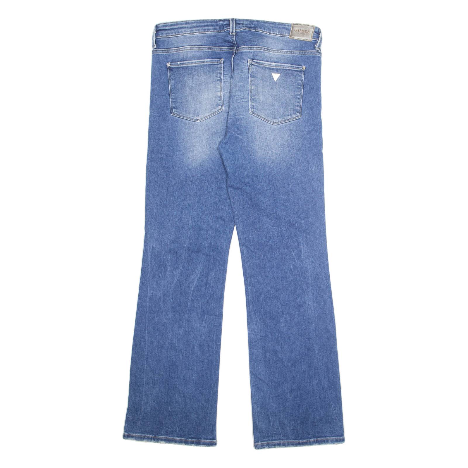 GUESS Womens Jeans Blue Regular Wide-Leg Stone Wash W32 L33