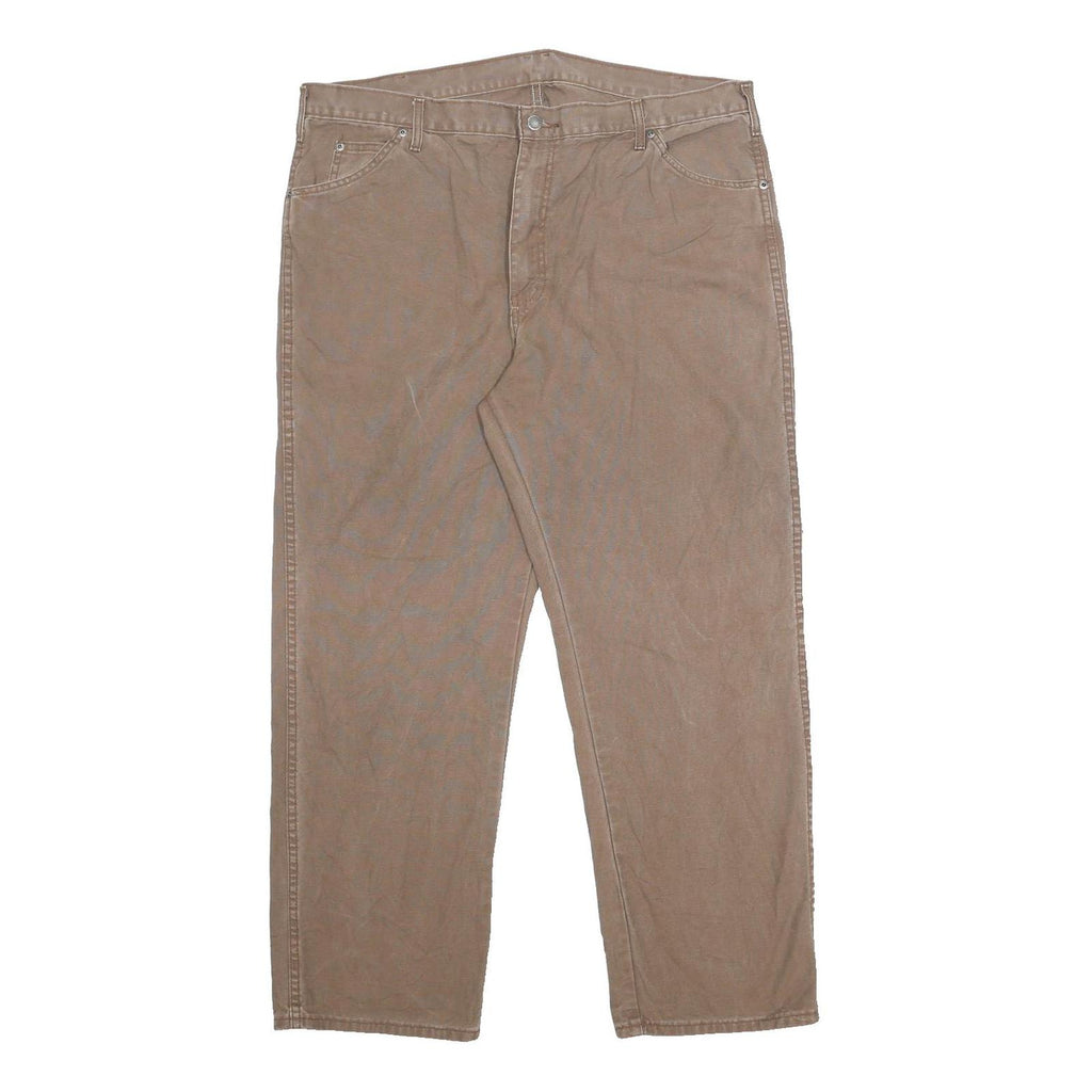 DICKIES Mens Cotton Brown Relaxed Straight Trousers W40 L30 Workwear Casual