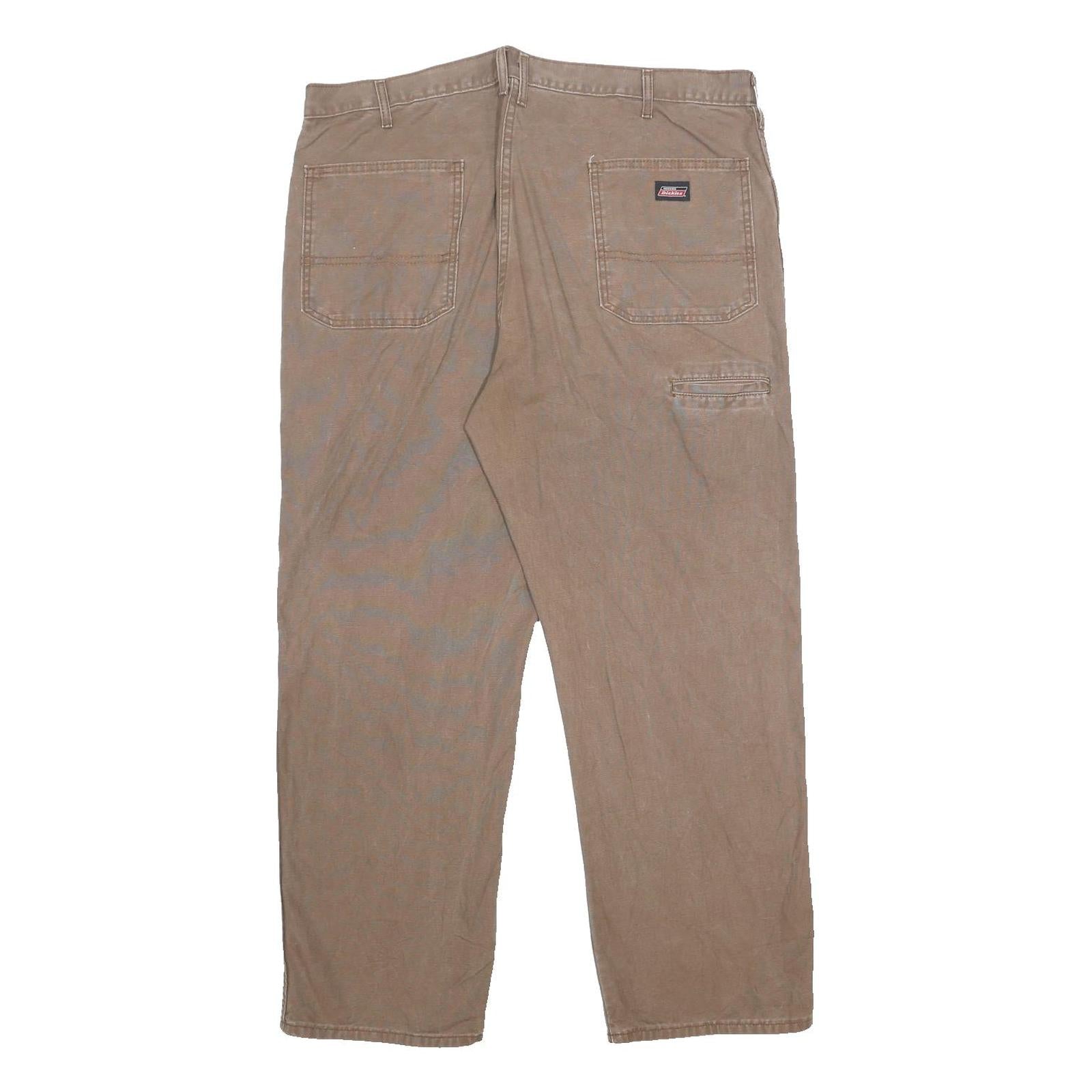 DICKIES Mens Cotton Brown Relaxed Straight Trousers W40 L30 Workwear Casual