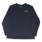 CARHARTT Mens Navy Blue Graphic Henley T-Shirt XL Long Sleeve Cotton Blend