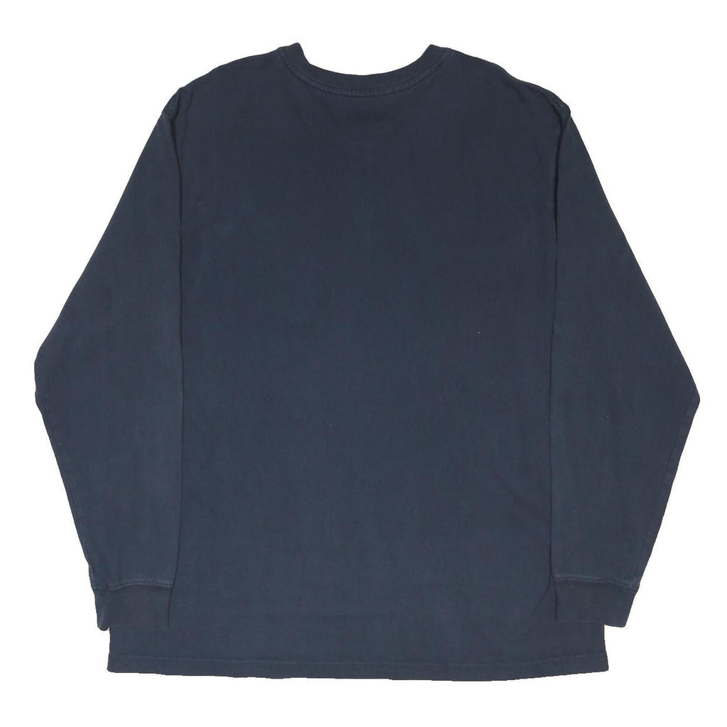 CARHARTT Mens Navy Blue Graphic Henley T-Shirt XL Long Sleeve Cotton Blend