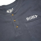 CARHARTT Mens Navy Blue Graphic Henley T-Shirt XL Long Sleeve Cotton Blend