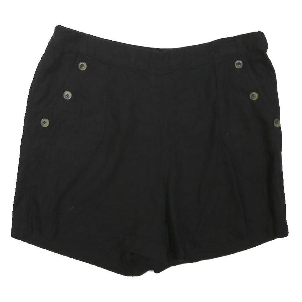 MONSOON Womens Shorts Black Casual L W36 Button Detail Comfortable Summer Wear