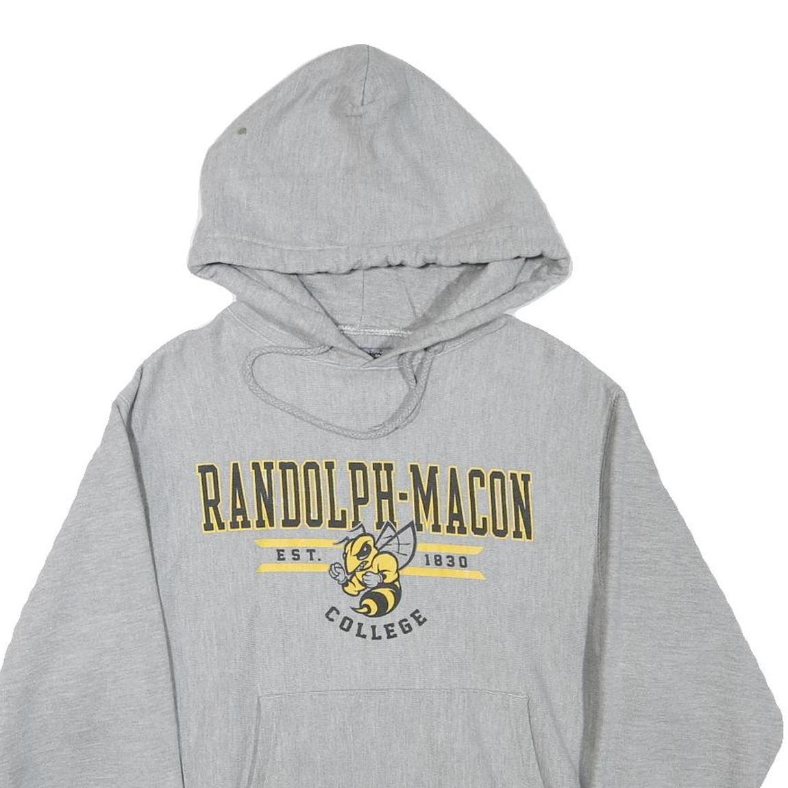 CHAMPION Mens Grey Randolph-Macon College Pullover Hoodie S Cotton Blend
