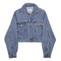 BENETTON Womens Blue Denim Jacket S Cotton Button Classic Cropped Fit