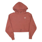 CHAMPION Womens Rust Pullover Hoodie XS Cropped Drawstring Logo Sweatshirt
