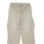 CARHARTT Mens Regular Beige Cotton Blend Cargo Trousers W32 L30 Workwear Zip