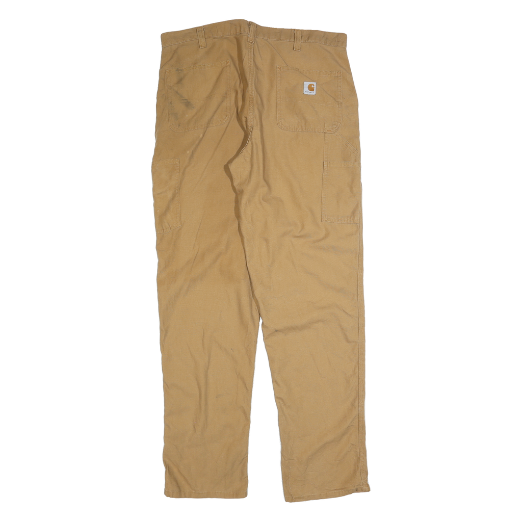 CARHARTT Mens Cotton Blend Beige Regular Fit Straight Leg Trousers W38 L36