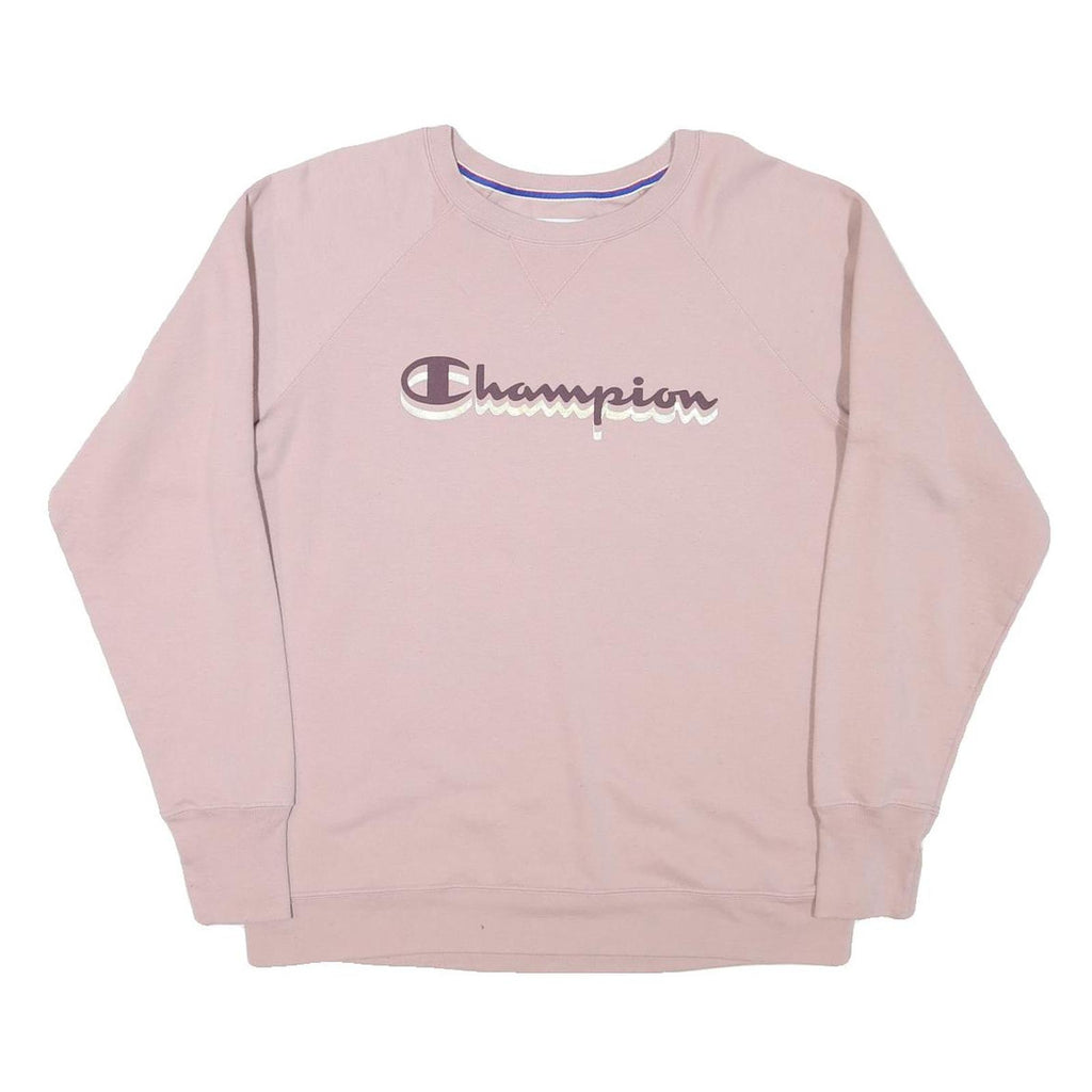 CHAMPION Womens Pink Crew Neck XL Cotton Blend Sweatshirt Pullover