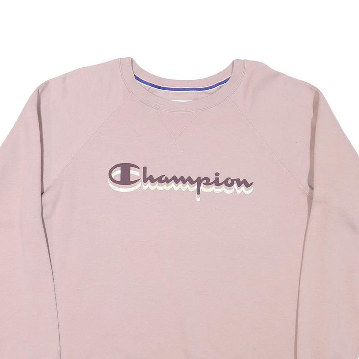 CHAMPION Womens Pink Crew Neck XL Cotton Blend Sweatshirt Pullover
