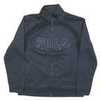 FILA Mens Black & Dark Blue Zip Up Jacket L Polyester Blend Sports Casual