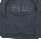 FILA Mens Black & Dark Blue Zip Up Jacket L Polyester Blend Sports Casual