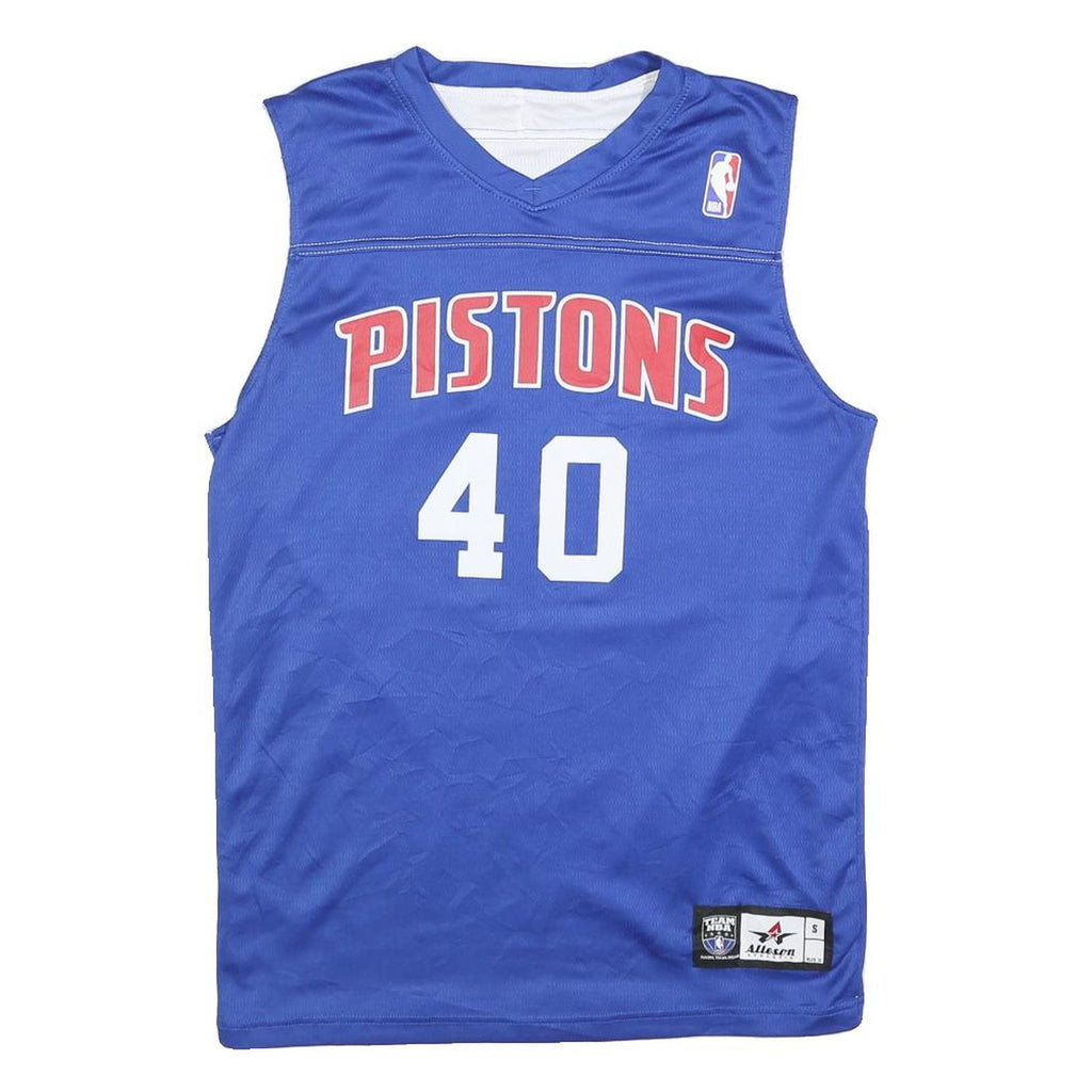 NBA Mens Blue Pistons 40 Sleeveless V-Neck Sports Basketball Jersey S