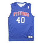 NBA Mens Blue Pistons 40 Sleeveless V-Neck Sports Basketball Jersey S