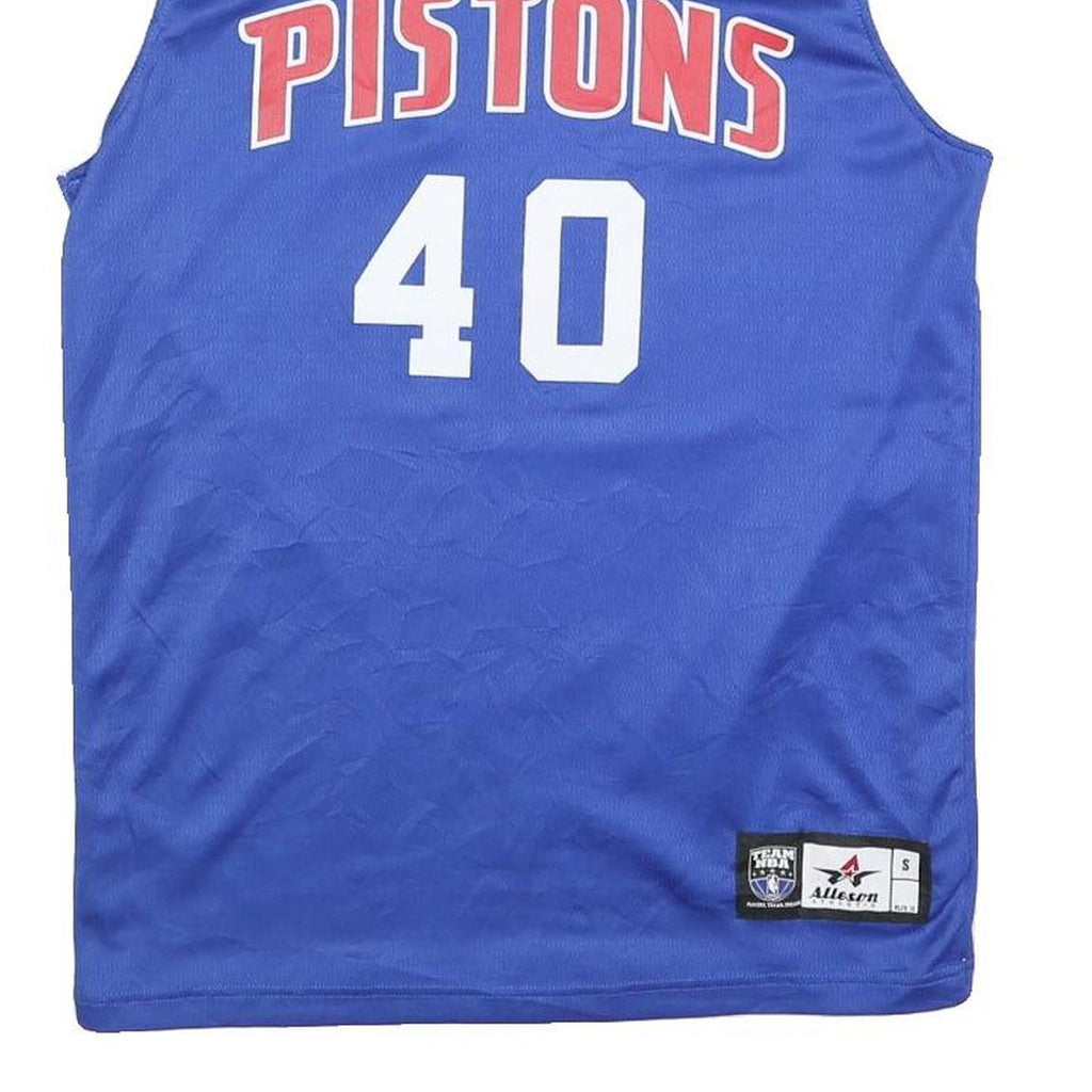NBA Mens Blue Pistons 40 Sleeveless V-Neck Sports Basketball Jersey S