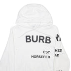 BURBERRY Womens White Cotton Blend Pullover Hoodie XS Logo Print Casual