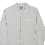 TIMBERLAND Mens White & Grey Check Shirt M Long Sleeve Cotton Blend Casual