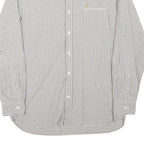 TIMBERLAND Mens White & Grey Check Shirt M Long Sleeve Cotton Blend Casual