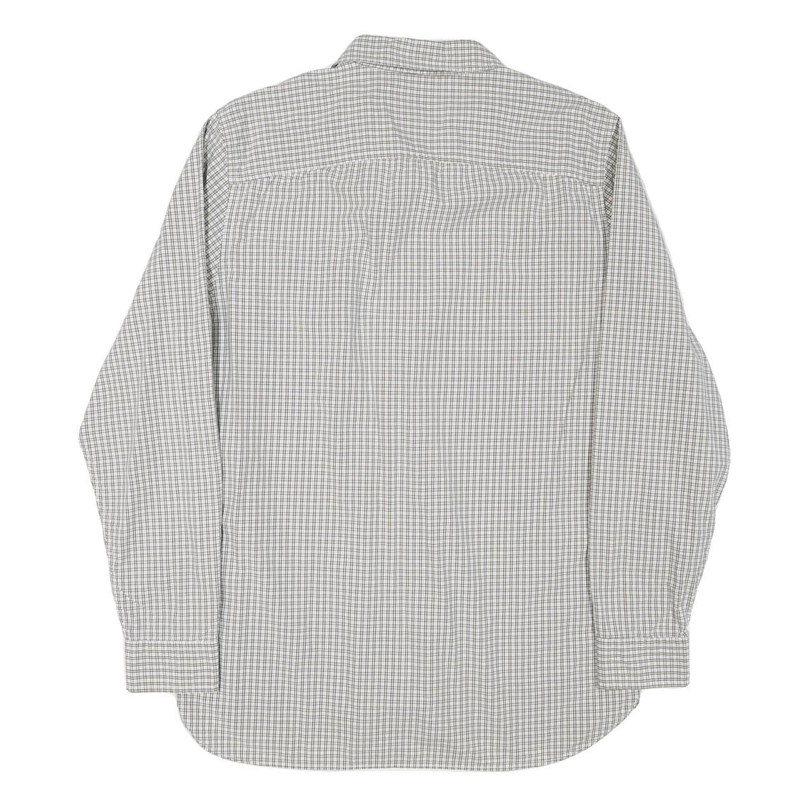 TIMBERLAND Mens White & Grey Check Shirt M Long Sleeve Cotton Blend Casual