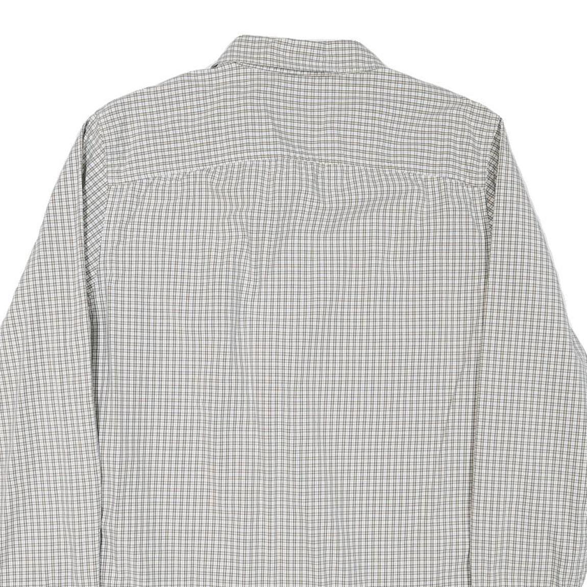 TIMBERLAND Mens White & Grey Check Shirt M Long Sleeve Cotton Blend Casual