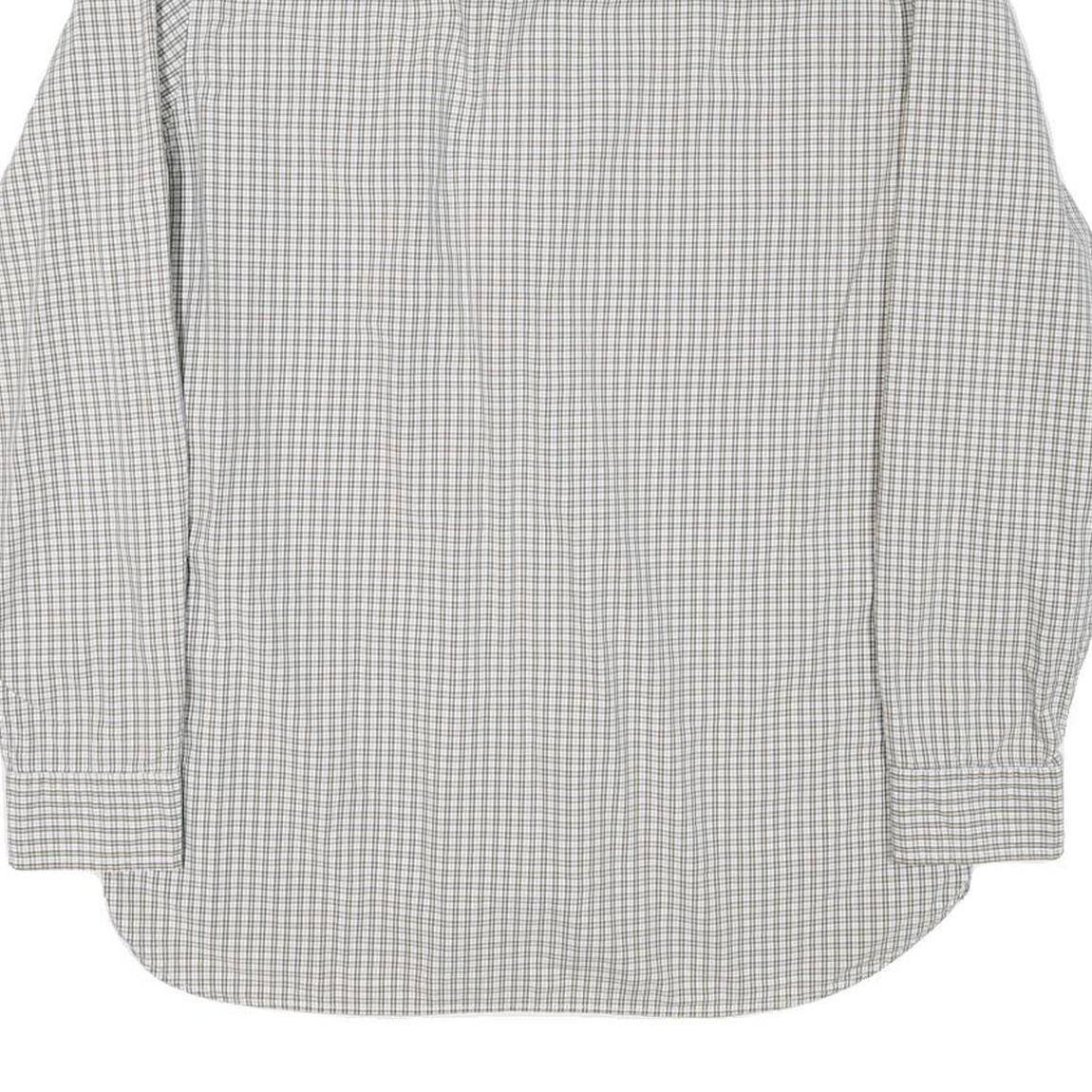 TIMBERLAND Mens White & Grey Check Shirt M Long Sleeve Cotton Blend Casual