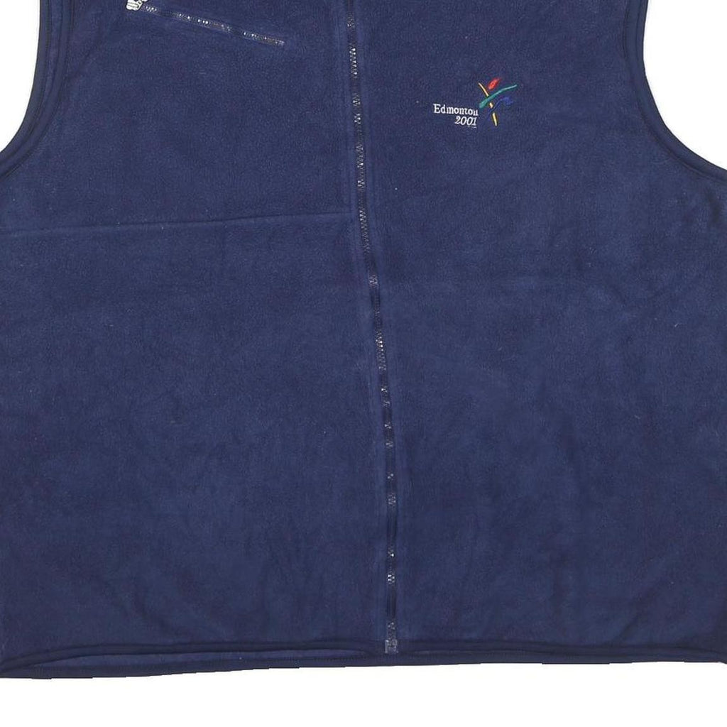 ADIDAS Mens Blue 2XL Fleece Gilet Polyester Blend Edmonton 2001 Embroidered Zip