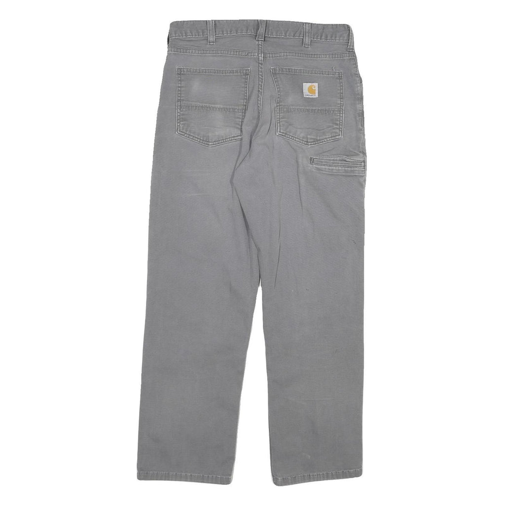 CARHARTT Mens Relaxed Fit Grey Cotton Blend Trousers W30 L28 Workwear Zip