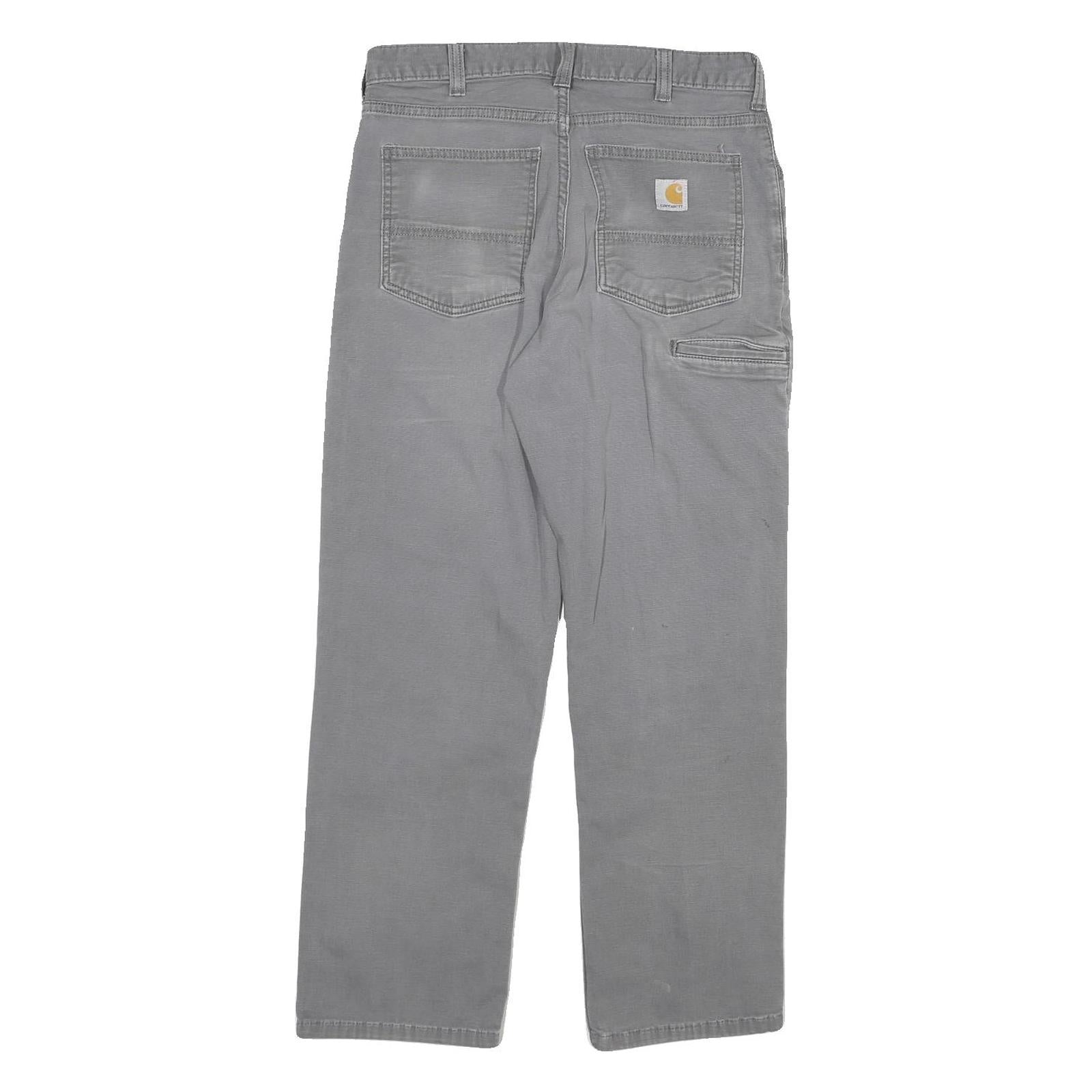 CARHARTT Mens Relaxed Fit Grey Cotton Blend Trousers W30 L28 Workwear Zip