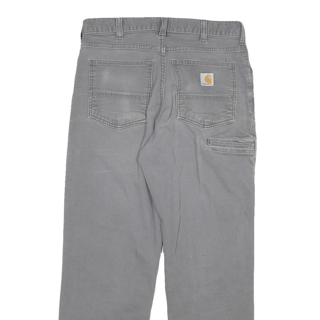 CARHARTT Mens Relaxed Fit Grey Cotton Blend Trousers W30 L28 Workwear Zip