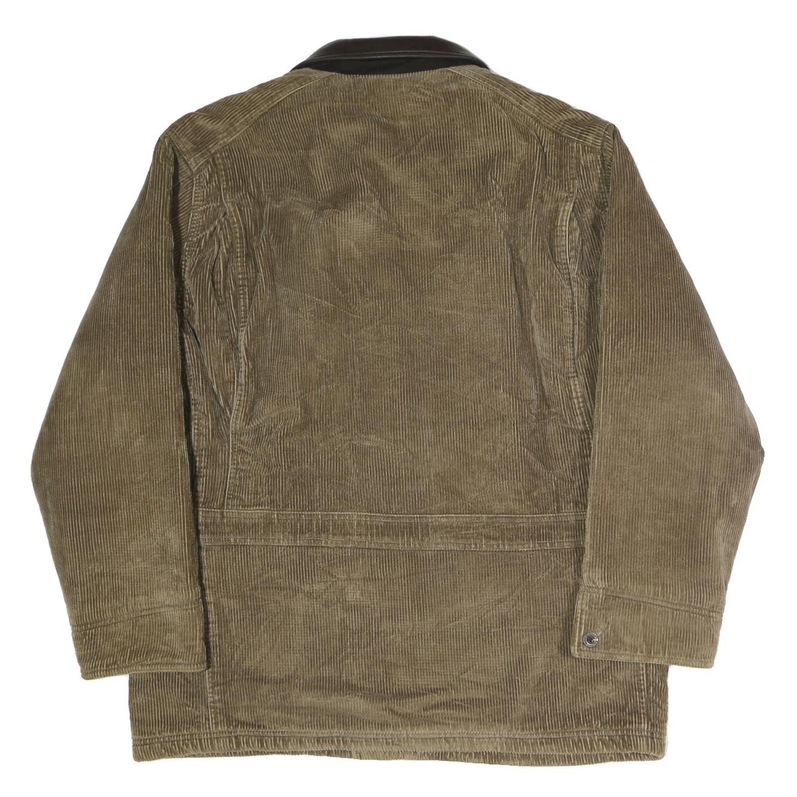 CHAPS RALPH LAUREN Mens Brown & Black Corduroy Button Jacket L Cotton Leather