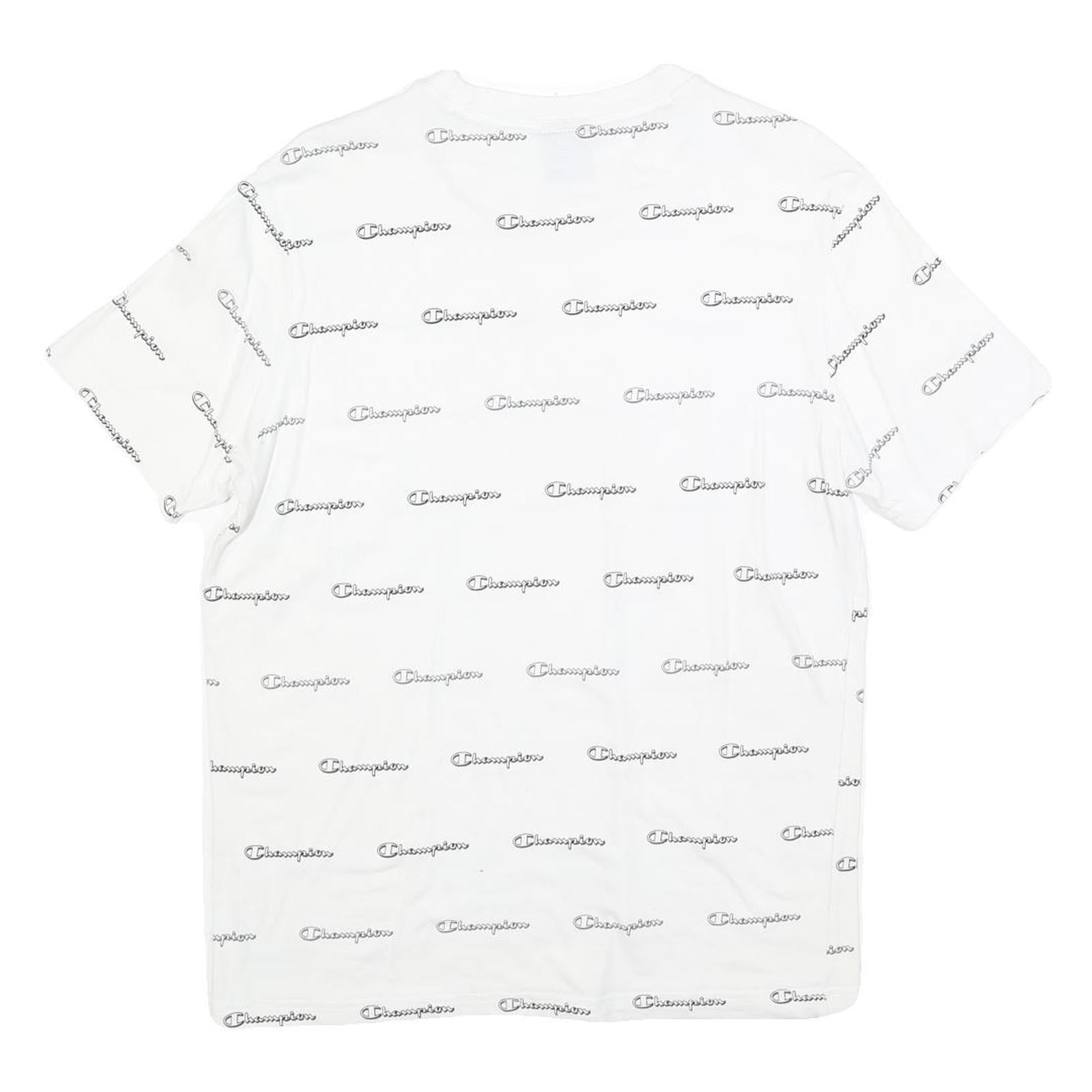 CHAMPION Mens White Crew Neck Short Sleeve Graphic T-Shirt L Cotton Blend