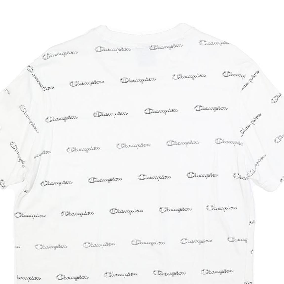CHAMPION Mens White Crew Neck Short Sleeve Graphic T-Shirt L Cotton Blend