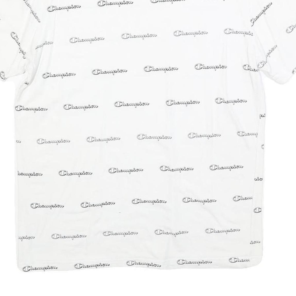 CHAMPION Mens White Crew Neck Short Sleeve Graphic T-Shirt L Cotton Blend