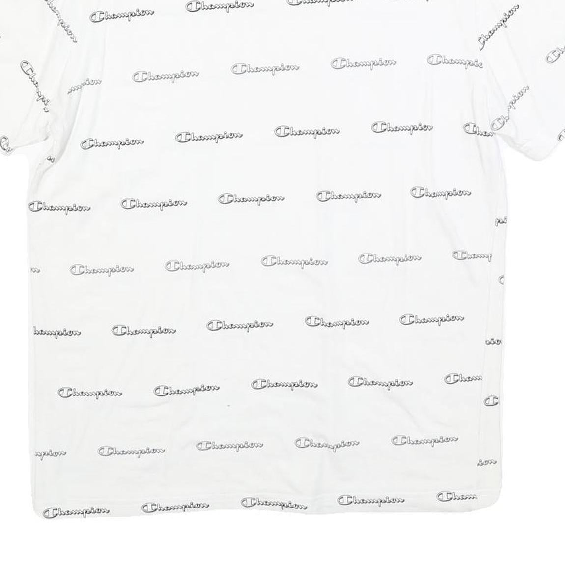 CHAMPION Mens White Crew Neck Short Sleeve Graphic T-Shirt L Cotton Blend