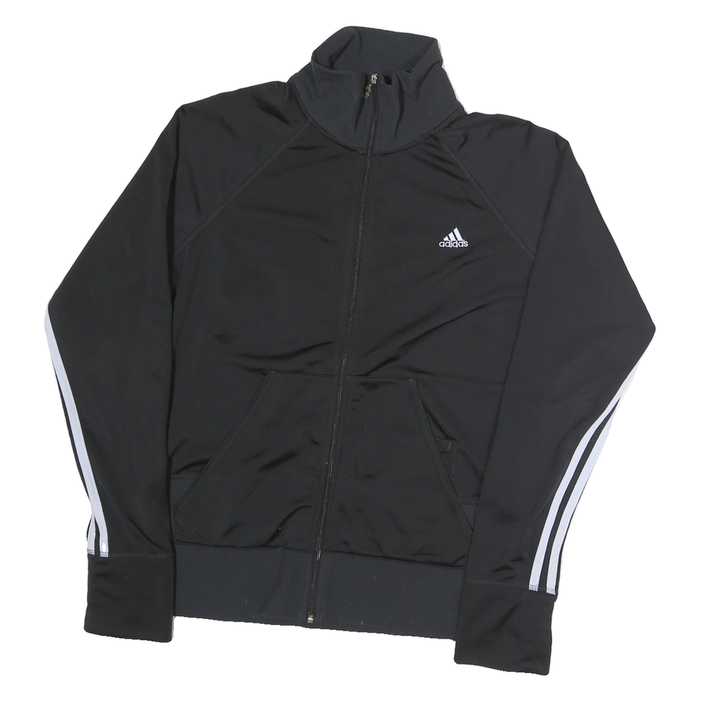 ADIDAS Mens Black & White Track Jacket M Polyester Zip Slim Fit Sportswear