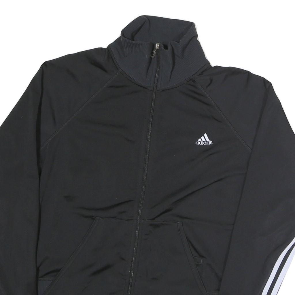ADIDAS Mens Black & White Track Jacket M Polyester Zip Slim Fit Sportswear