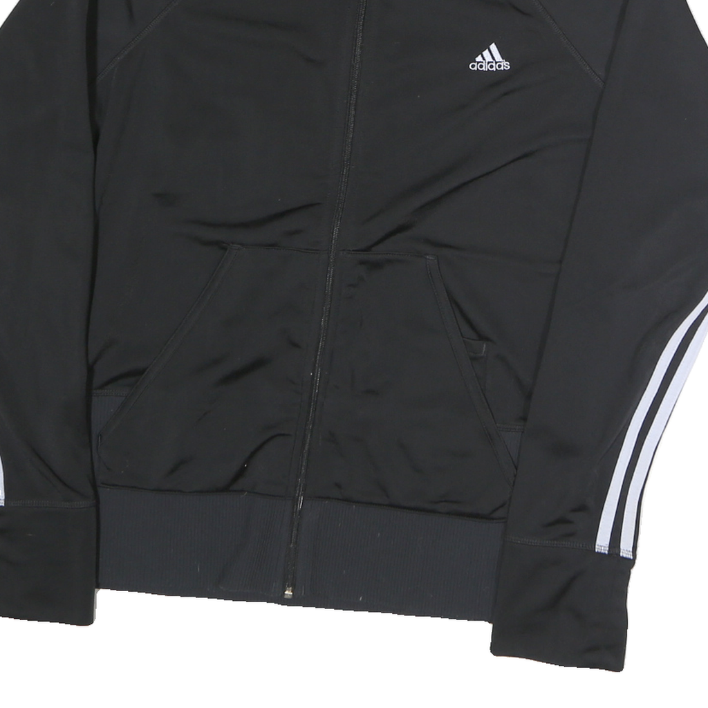 ADIDAS Mens Black & White Track Jacket M Polyester Zip Slim Fit Sportswear