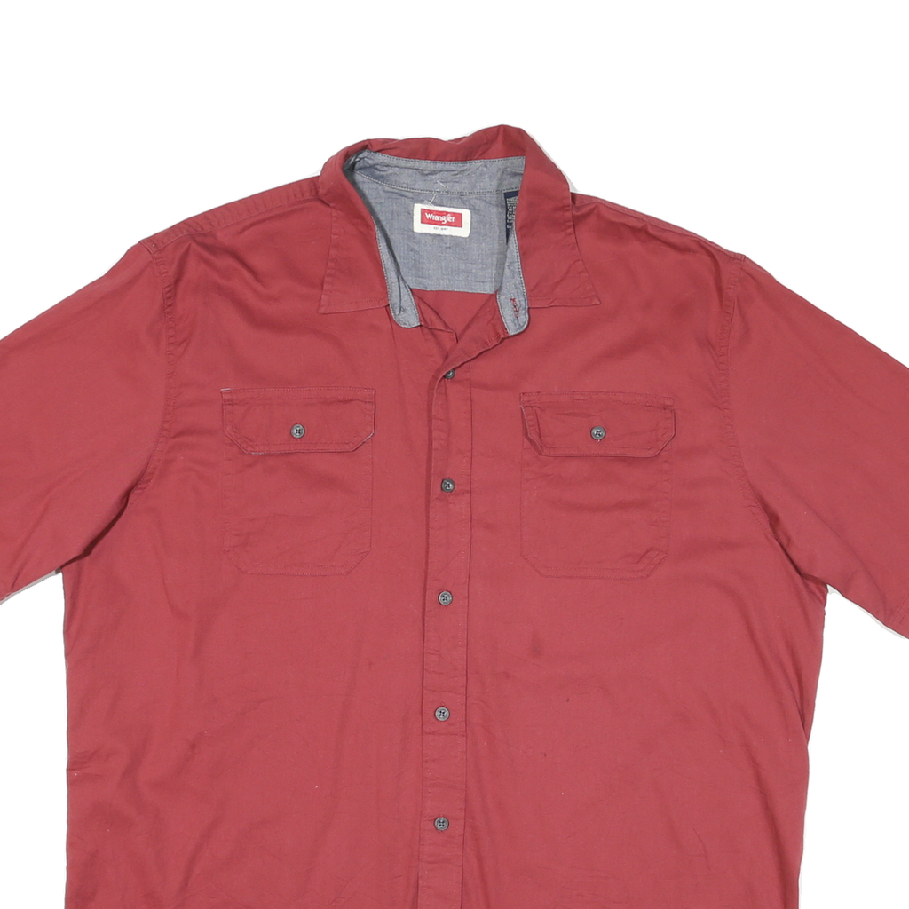 WRANGLER Mens Red Short Sleeve Shirt XL Casual Button Front Workwear