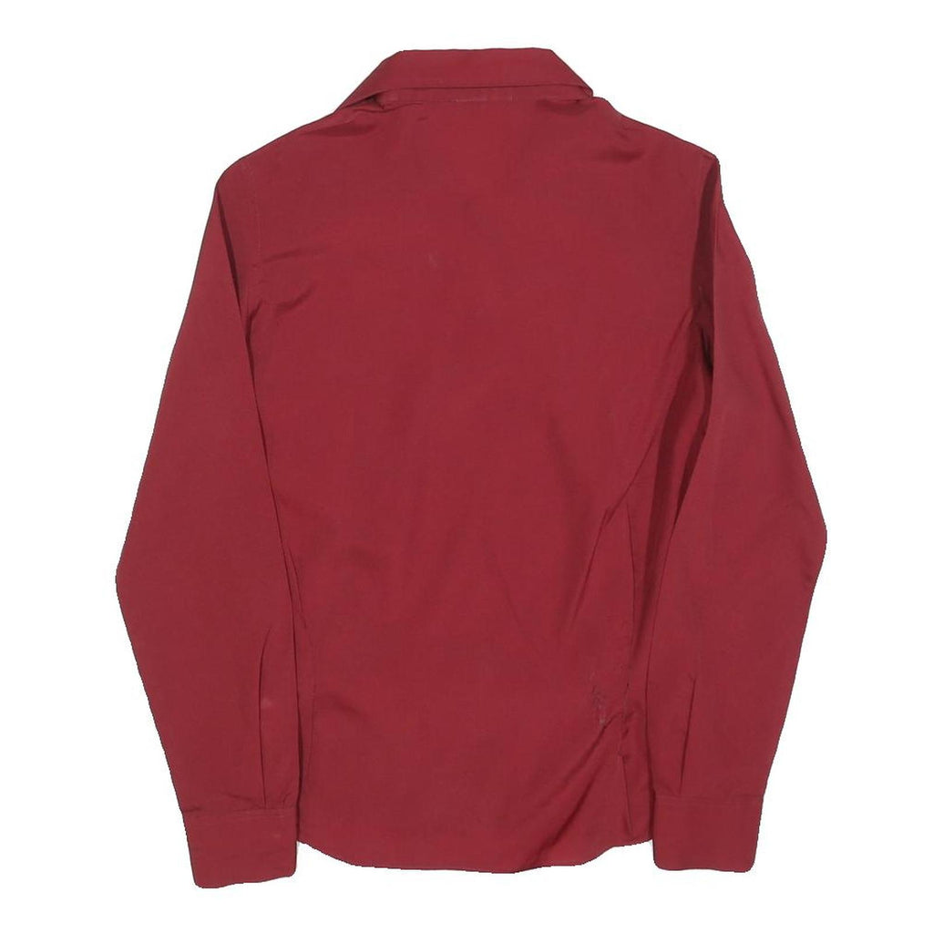 OLIVIA Womens Red Shirt M Long Sleeve Button Plain Classic Blouse