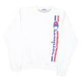 CHAMPION Mens White Crew Neck S Cotton Blend Sweatshirt Logo Print