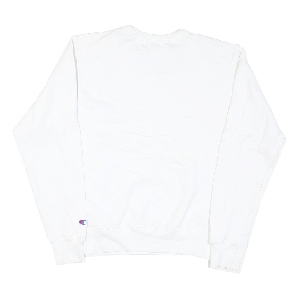 CHAMPION Mens White Crew Neck S Cotton Blend Sweatshirt Logo Print