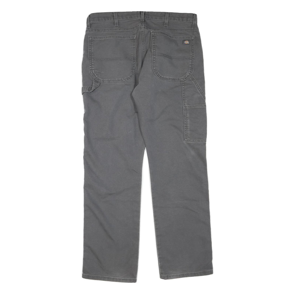 DICKIES Mens Cotton Blend Grey Regular Fit Straight Leg Trousers W34 L31